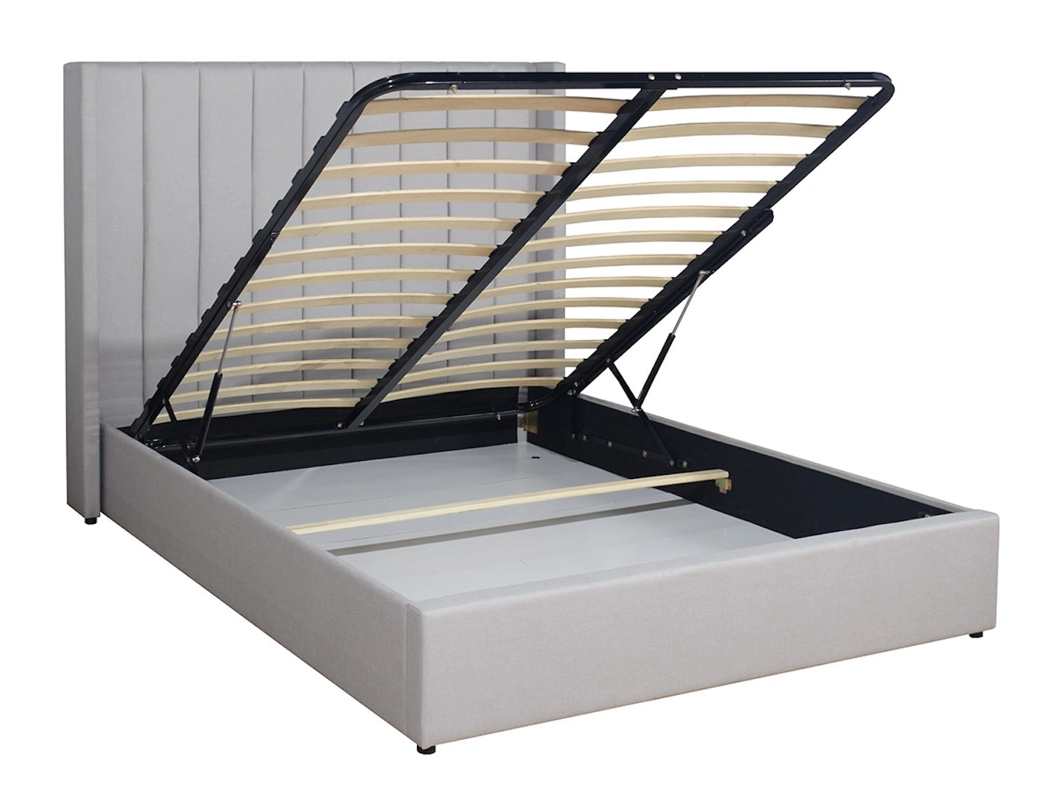 Penny Linen Fabric Queen Hydraulic Storage Bed Only