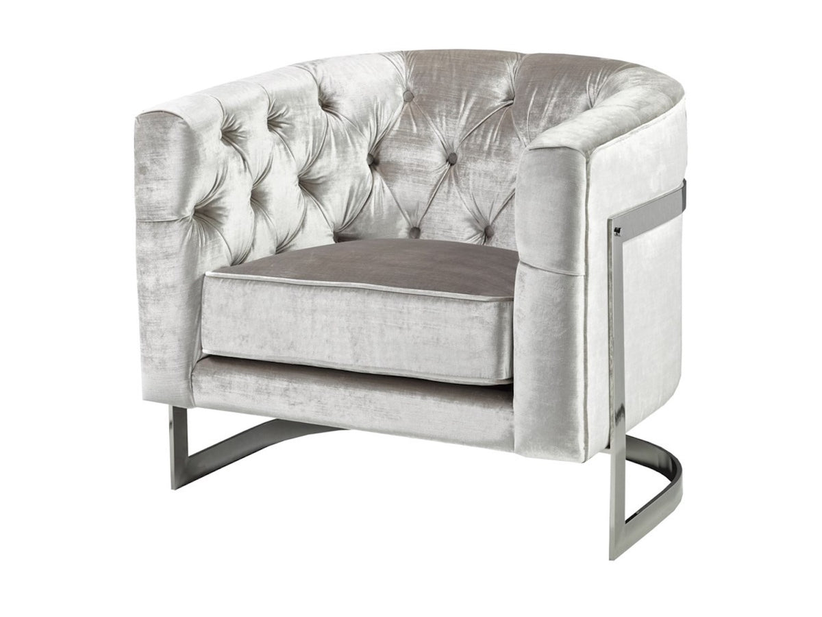 PINNACLE Lounge Chair GREY Velvet w/sheen