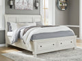 Robbinsdale Queen Sleigh Bed with Storage (Antique White)