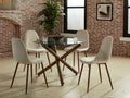 Rocca/Lyna 5pc Dining Set in Walnut with Beige Chair