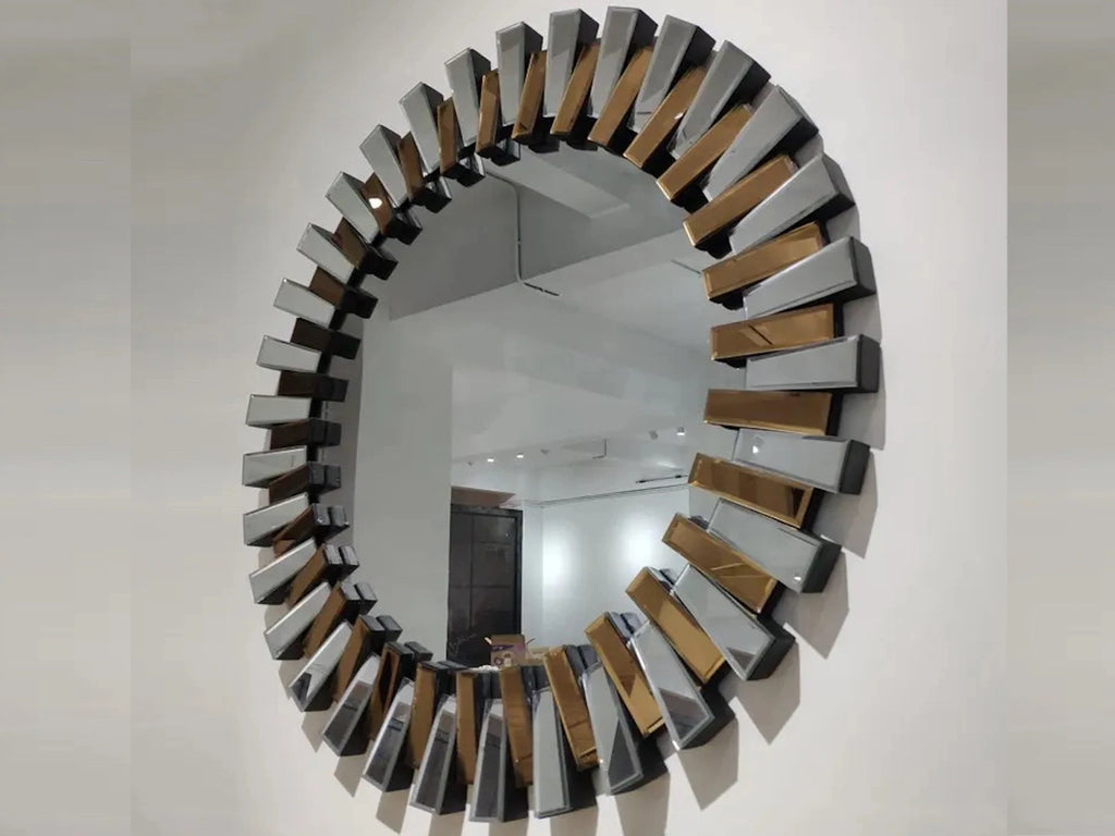 Round Silver & Rose Gold Mirror