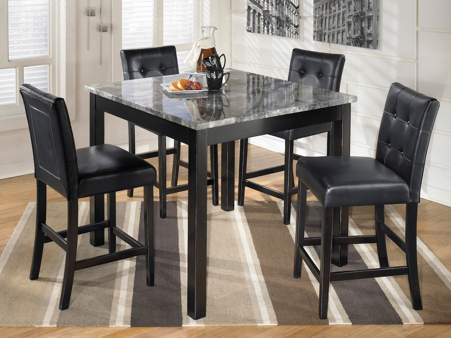 Signature Design by Ashley Maysville 5 PC Square Counter TBL Set in Black