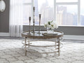 Signature design by Ashley steel base Zinelli Round Coffee Table in Grey