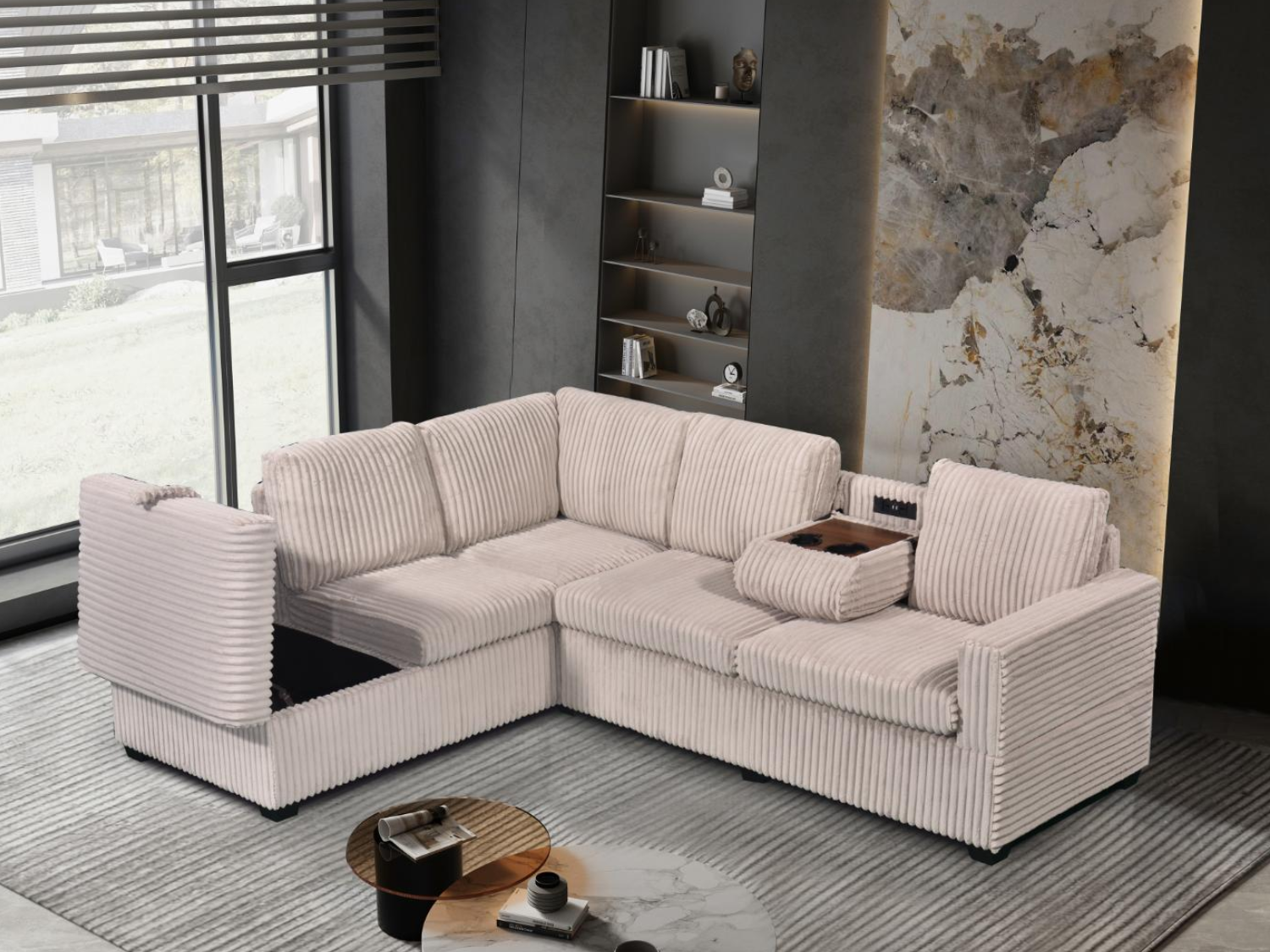 Snug 2 PC Sectional with Drop Down Console