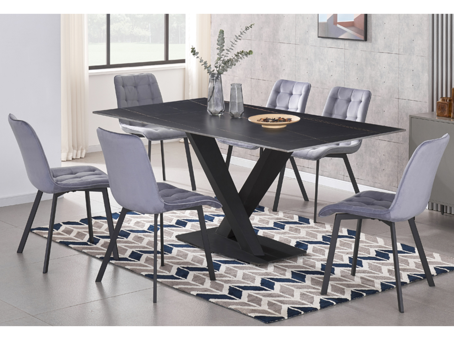 Tavo 7 PC Sintered Stone Dining Table Set