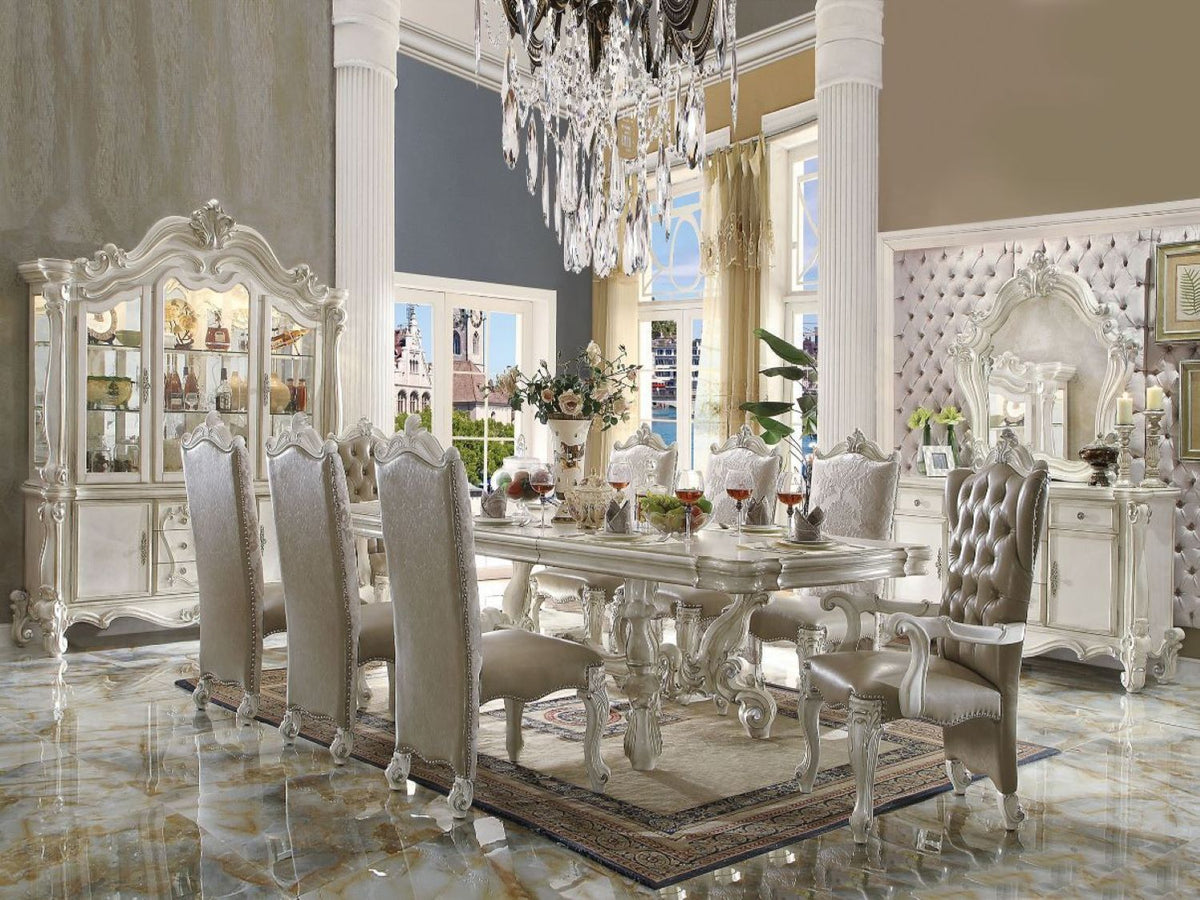 ACME Versailles Luxury Dining Table Set (7 PC) in Bone White Color