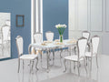 White Frosted 7 PC Glass Glass Dining Table Set
