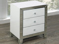 White Mirror Glass Side Table Small 3 Drawer