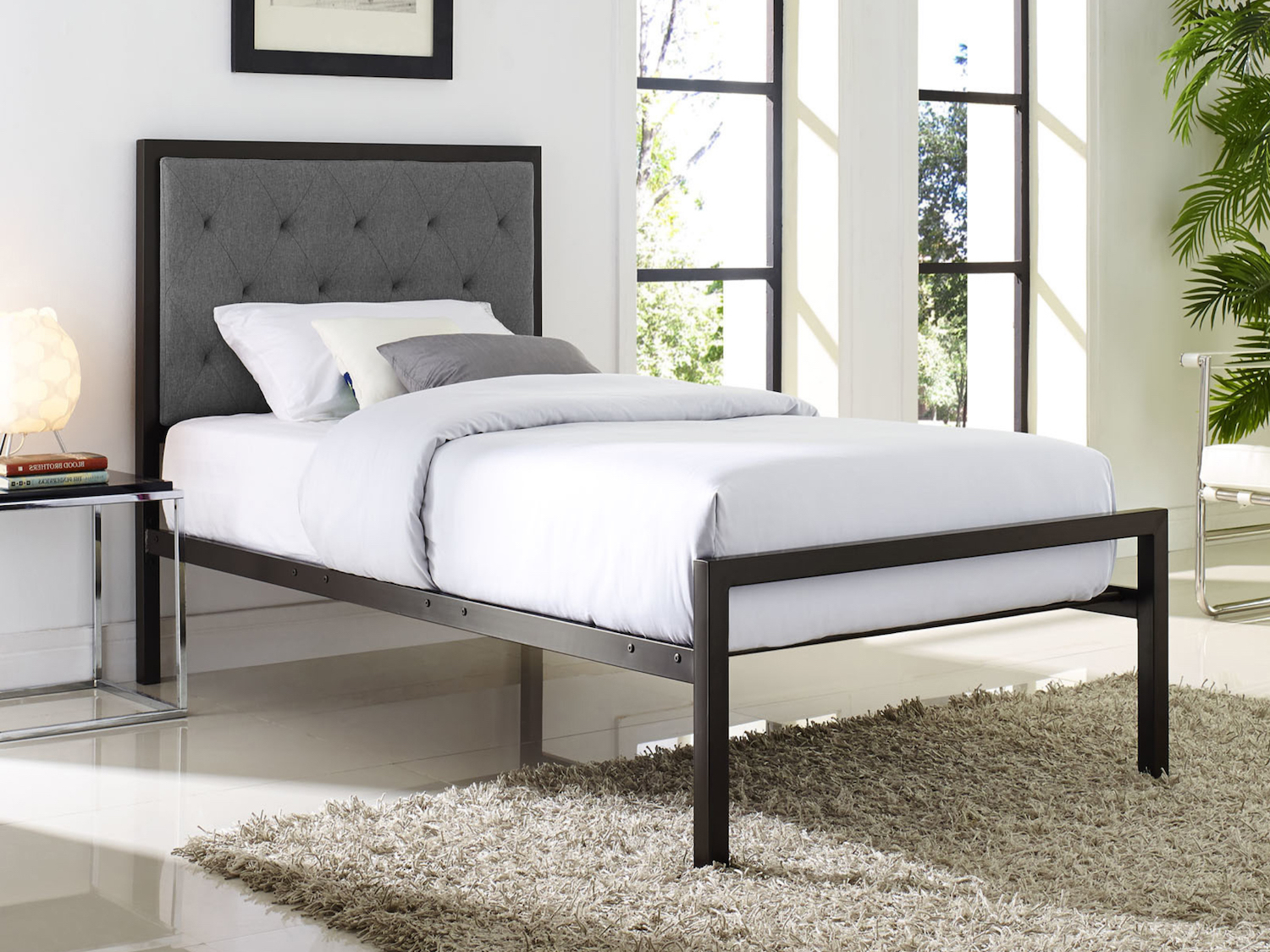 Modern Single Size Metal Bed - Modern Bed