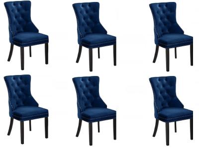6 Blue Velvet Dining Chairs by Midha's Furniture Serving Brampton, Mississauga, Etobicoke, Toronto, Scraborough, Caledon, Cambridge, Oakville, Markham, Ajax, Pickering, Oshawa, Richmondhill, Kitchener, Hamilton and GTA area