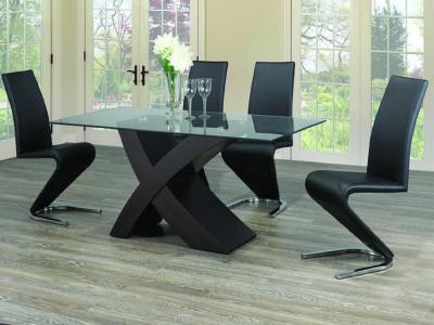 IFDC  5 PC Dining Set design ‘Z’ Shaped Chairs Glass Top by Midha's Furniture Serving Brampton, Mississauga, Etobicoke, Toronto, Scraborough, Caledon, Cambridge, Oakville, Markham, Ajax, Pickering, Oshawa, Richmondhill, Kitchener, Hamilton and GTA area