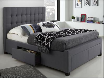 Modern Double Storage Bed in Grey Colour by Midha's Furniture Serving Brampton, Mississauga, Etobicoke, Toronto, Scraborough, Caledon, Cambridge, Oakville, Markham, Ajax, Pickering, Oshawa, Richmondhill, Kitchener, Hamilton and GTA area