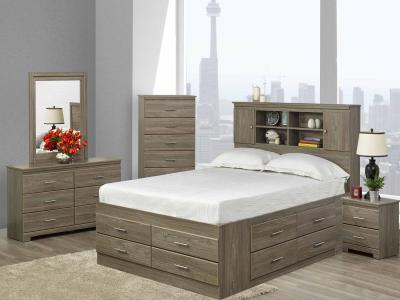 Modern Wooden Finish Bedroom Set with Storage Space M5600 by Midha's Furniture Serving Brampton, Mississauga, Etobicoke, Toronto, Scraborough, Caledon, Cambridge, Oakville, Markham, Ajax, Pickering, Oshawa, Richmondhill, Kitchener, Hamilton and GTA area