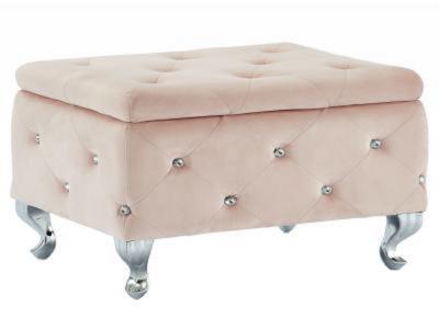 Monique Single Storage Ottoman in Blush Pink by Midha's Furniture Serving Brampton, Mississauga, Etobicoke, Toronto, Scraborough, Caledon, Cambridge, Oakville, Markham, Ajax, Pickering, Oshawa, Richmondhill, Kitchener, Hamilton and GTA area