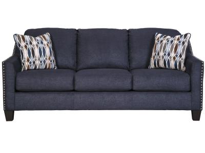 Ashley Creeal Heights Contemporary Sofa in Midnight Blue Fabric by Midha's Furniture Serving Brampton, Mississauga, Etobicoke, Toronto, Scraborough, Caledon, Cambridge, Oakville, Markham, Ajax, Pickering, Oshawa, Richmondhill, Kitchener, Hamilton and GTA area