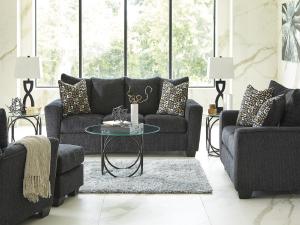 Wide range of Ashley Fabric Sofa available at a low price. Buy Wixon Sofa Exposed feet with faux wood finish up to 40% Off.