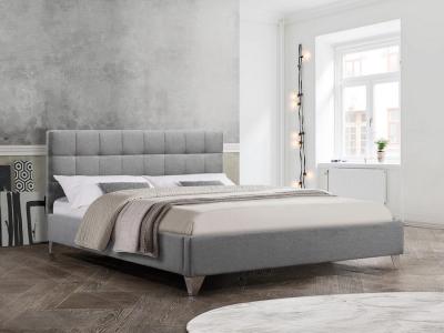 Grey Upholstered Bed with Chrome Legs (Full/Double) Size by Midha's Furniture Serving Brampton, Mississauga, Etobicoke, Toronto, Scraborough, Caledon, Cambridge, Oakville, Markham, Ajax, Pickering, Oshawa, Richmondhill, Kitchener, Hamilton and GTA area
