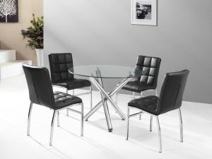 K-Living Weston 5 PC Dining Set with Luxurious Glass Top, DT-811, Dining Room Sets, K-Living Weston 5 PC Dining Set with Luxurious Glass Top from K-Living
