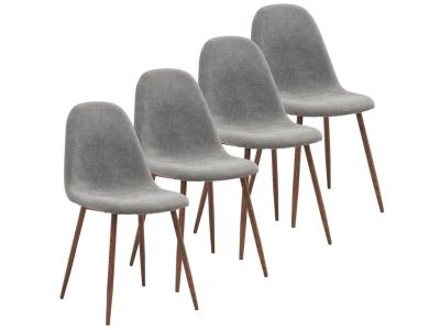 Lyna Dining Chair, Set of 4 in Grey and Walnut by Midha's Furniture Serving Brampton, Mississauga, Etobicoke, Toronto, Scraborough, Caledon, Cambridge, Oakville, Markham, Ajax, Pickering, Oshawa, Richmondhill, Kitchener, Hamilton and GTA area