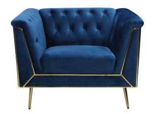 Milo Blue/Gold Velvet Accent Chair, 508443S-COAST, Accent Chairs, Milo Blue/Gold Velvet Accent Chair from Midha Furniture
