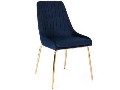 Moira Gold Dining Chair: Blue Velvet by Midha's Furniture Serving Brampton, Mississauga, Etobicoke, Toronto, Scraborough, Caledon, Cambridge, Oakville, Markham, Ajax, Pickering, Oshawa, Richmondhill, Kitchener, Hamilton and GTA area