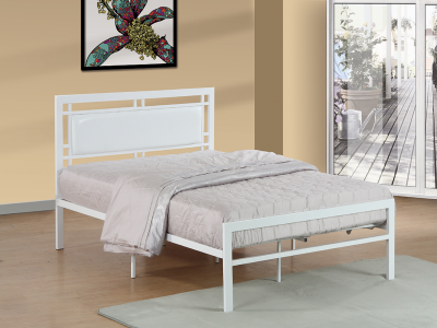 IFDC Single White Metal Bed by Midha's Furniture Serving Brampton, Mississauga, Etobicoke, Toronto, Scraborough, Caledon, Cambridge, Oakville, Markham, Ajax, Pickering, Oshawa, Richmondhill, Kitchener, Hamilton and GTA area
