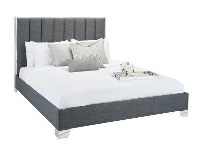 Uriel Queen Size Bed: Grey Fabric by Midha's Furniture Serving Brampton, Mississauga, Etobicoke, Toronto, Scraborough, Caledon, Cambridge, Oakville, Markham, Ajax, Pickering, Oshawa, Richmondhill, Kitchener, Hamilton and GTA area